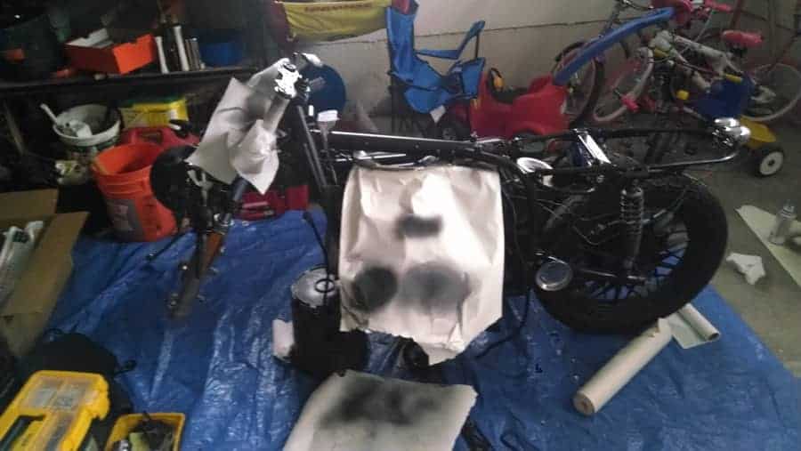 black motorcycle frame paint